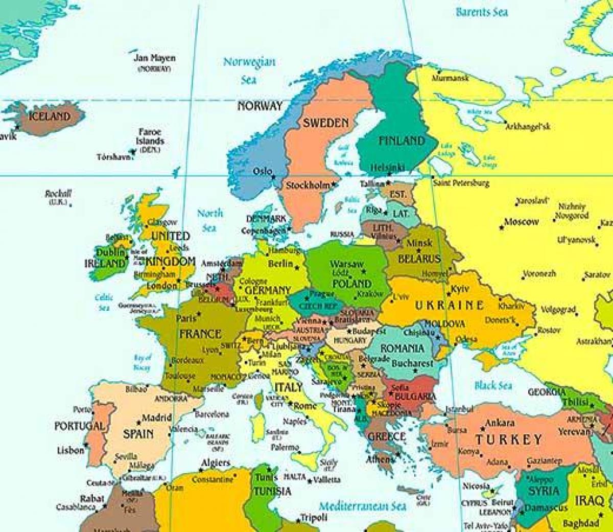 Karta över europa och Ryssland - Karta europa Ryssland (Östra Europa