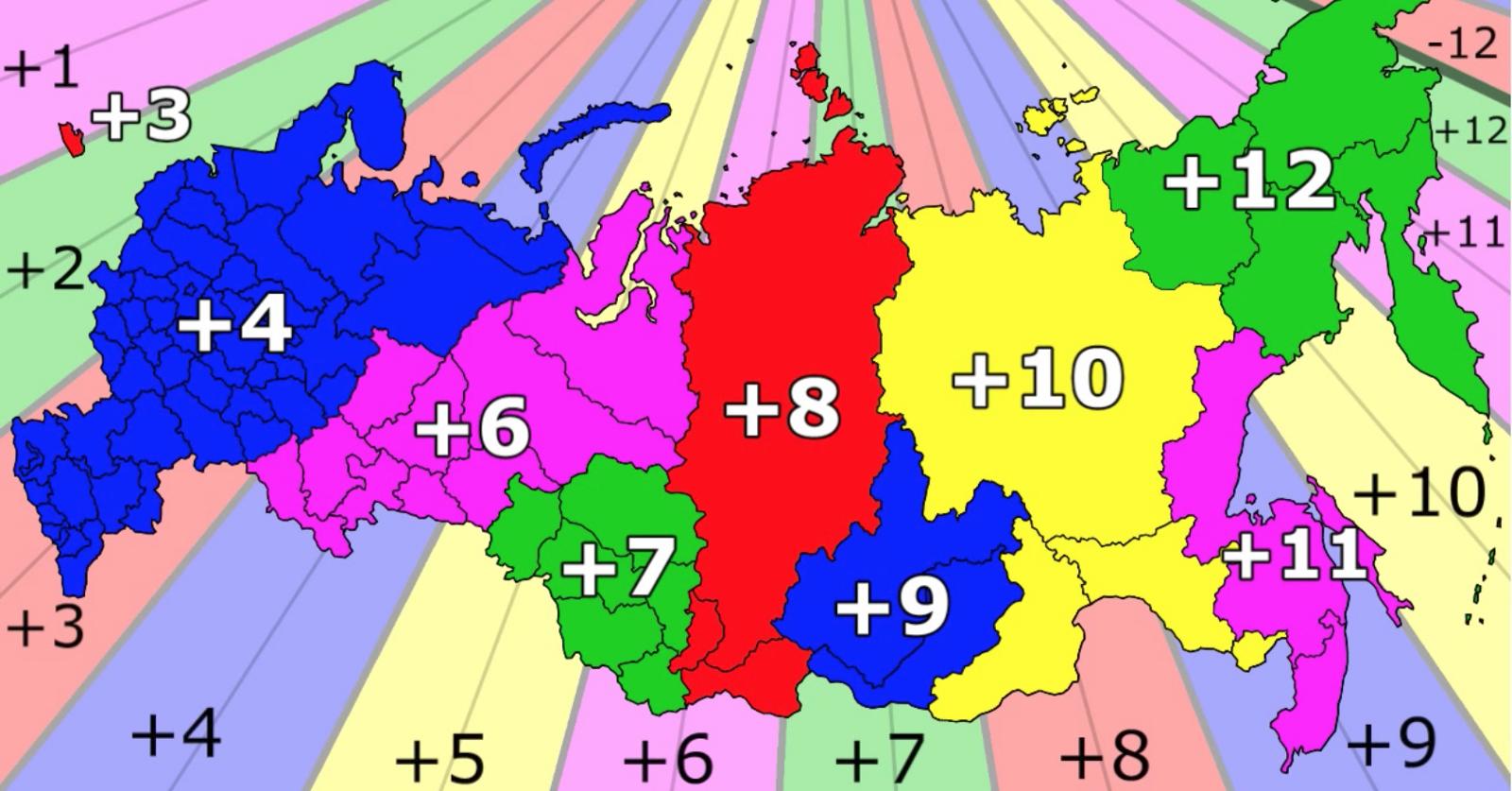 Ryssland tidszon karta - tidszoner Ryssland karta (Östra Europa - Europa)