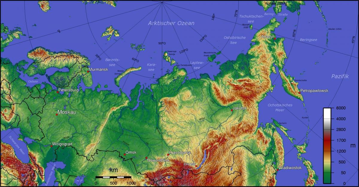 Topografisk karta över Ryssland - Topografisk karta ...